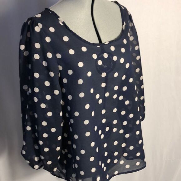 Sheer blue polka dot women’s Small top - Picture 1 of 3